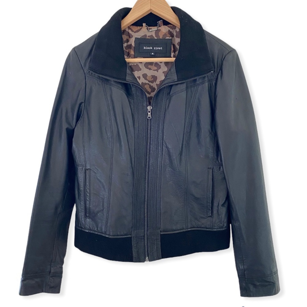 Black Rivet XL genuine leather jacket zip